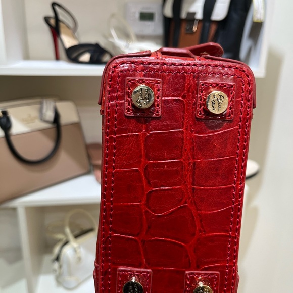Alice + Olivia Mini Red Crocodile-Embossed Handbag - Picture 5 of 7